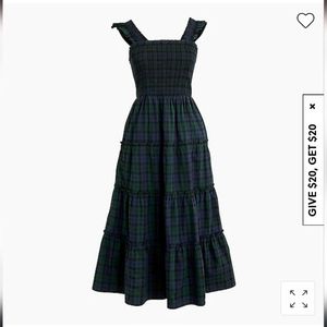 J. Crew Cotton poplin smocked tiered midi dress